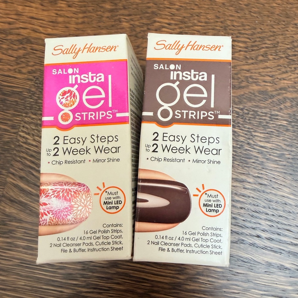 SALLY HANSEN Salon Insta Gel Strips Gel Nail Polish X 2 Colours LOT Bundle